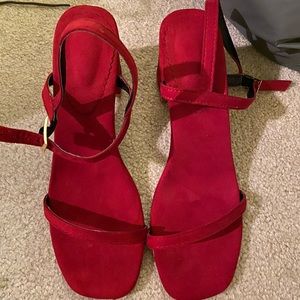 Red heeled sandals